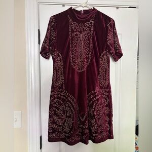 Elegant Burgundy Velvet Dress